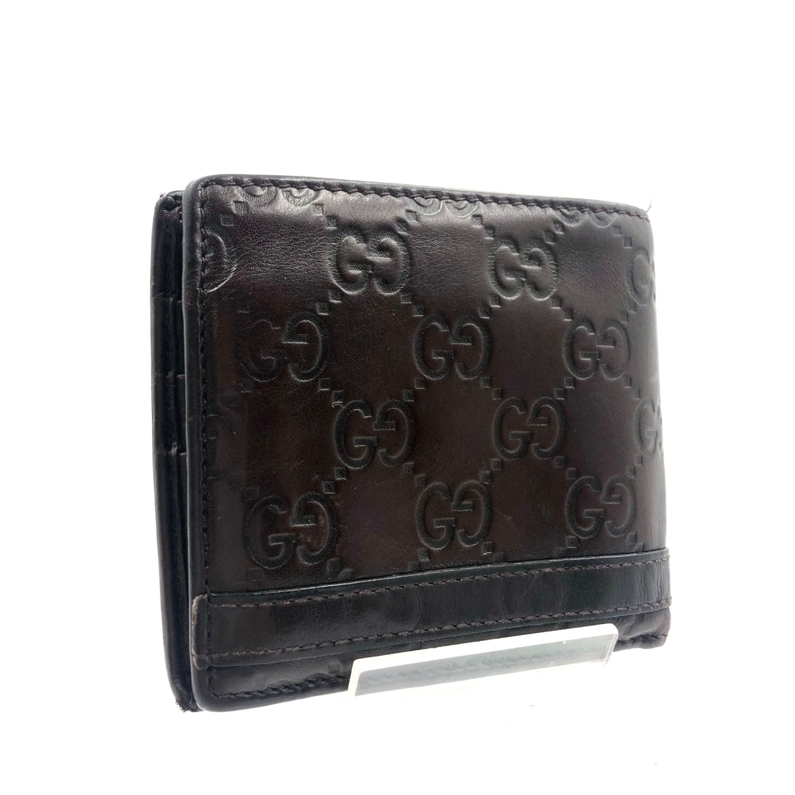 GUCCI グッチ 二つ折財布 レザー ブラック シルバー金具 ロゴプレート