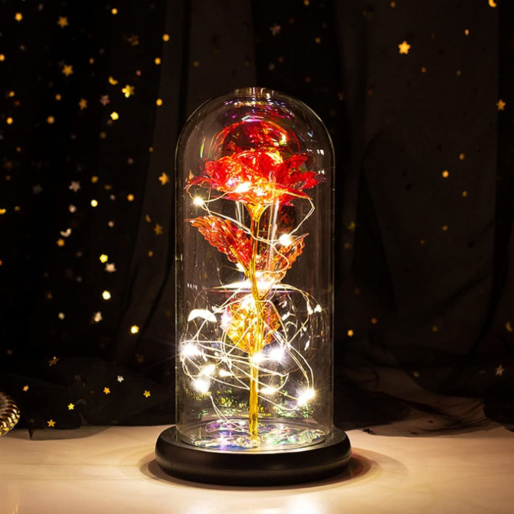 バラ 造花 Lechin 24Kゴールドローズ 枯れない花 金メッキローズ 造花 LEDライト付き電池式 薔薇 花束 プレゼントバラ バレンタインデー 母の日 お祝い 誕生日 結婚記念日 クリスマス 新年 退職 お祝いに適用 彼女への贈り物 赤いバ