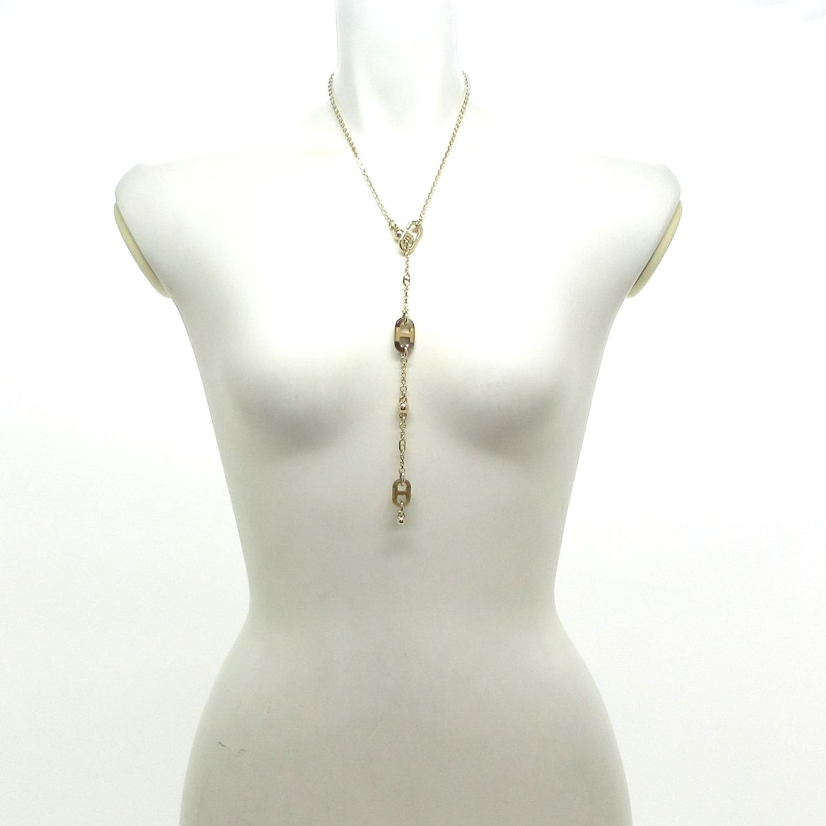 HERMES エルメス ネックレス - ゴールド×ベージュ