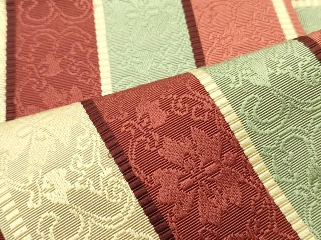 平和屋着物●本場筑前博多織　半幅帯　花唐草間道　正絹　逸品　DAAY0195ob 平和屋着物○本場筑前博多織 半幅帯 花唐草間道 正絹 逸品 DAAY0195ob