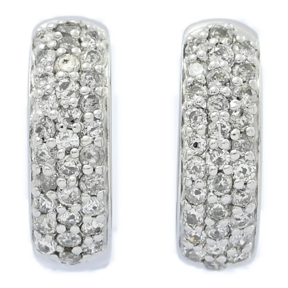 0.25ct|FD 0.25ct|ループ フープ ダイヤモンド ピアス|K18WG|750-3.3g|ホワイトゴールド|プレゼント|記念日 ♀ S レディース 555912