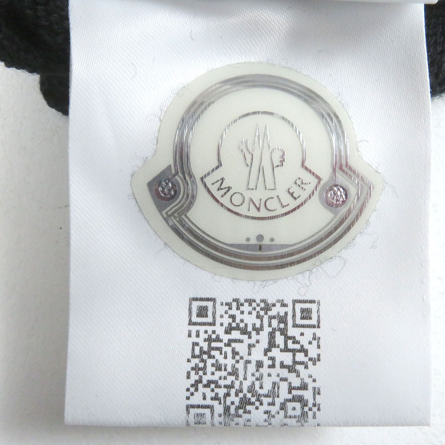 MONCLER モンクレール GUANTI ウール100% ロゴワッペン トリコロール ニットグローブ 手袋 ブラック L イタリア製 メンズ