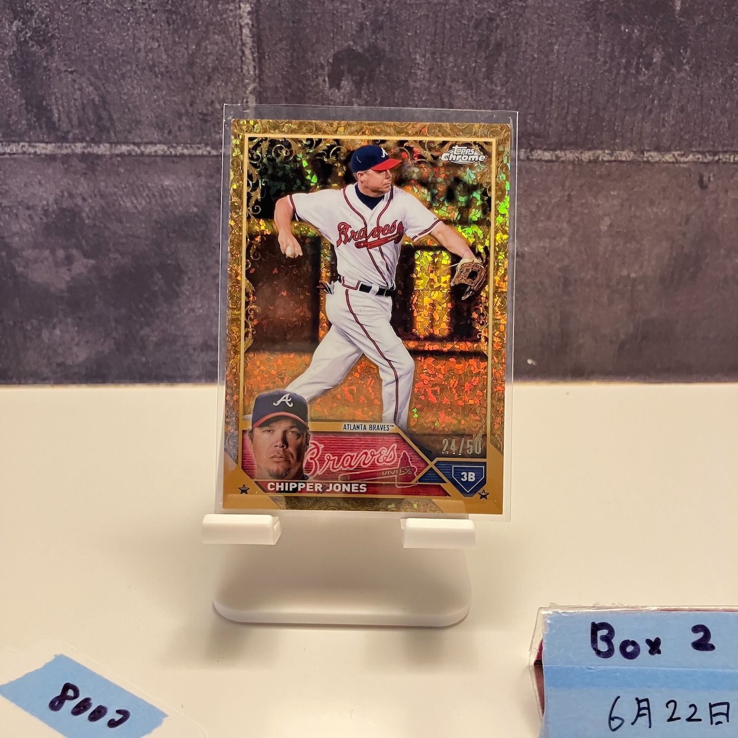 2023 Topps Chrome Chipper Jones 24/50 Atlanta Braves Gold Wave 