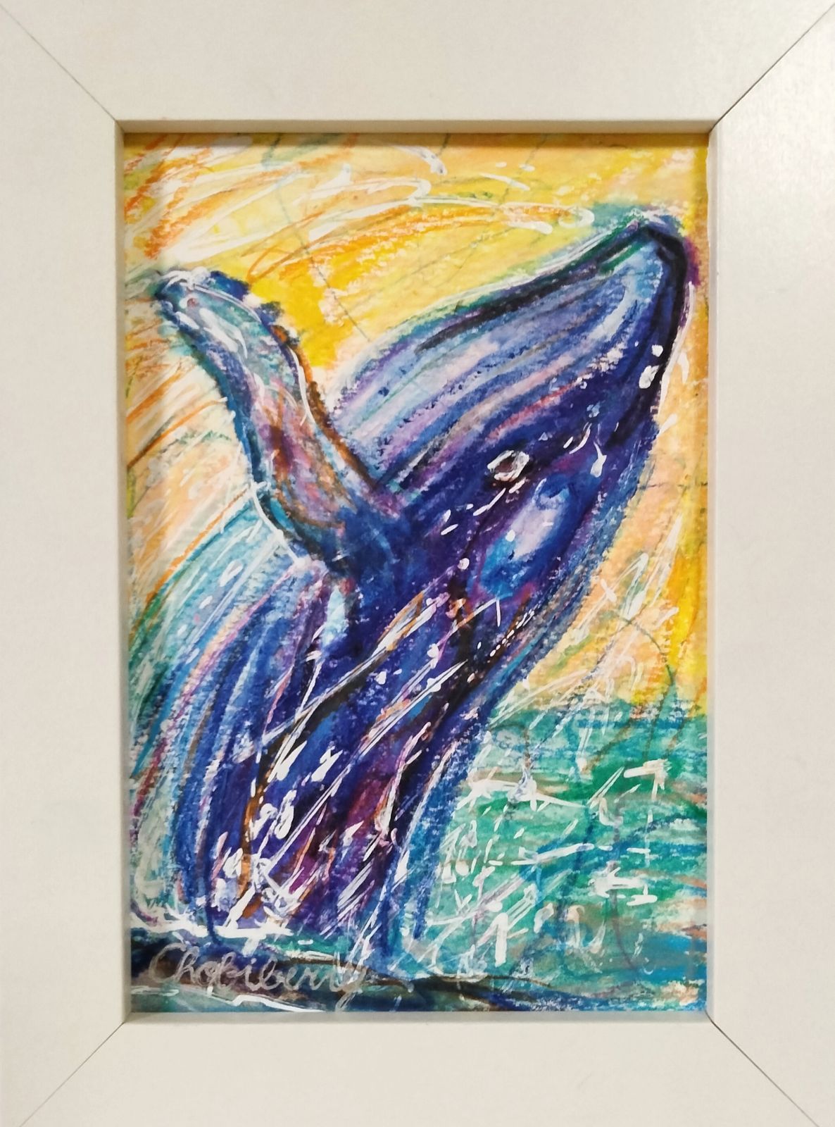 チョビベリー作 「雄大なくじら」水彩色鉛筆画 一点物 - メルカリ