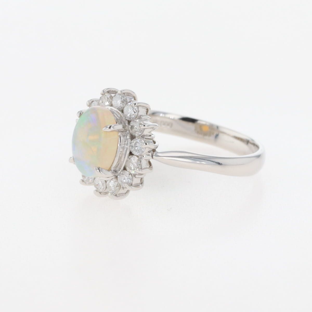 オパール デザインリング プラチナ 指輪 メレダイヤ リング 12.5号 Pt900 オパール ダイヤモンド レディース