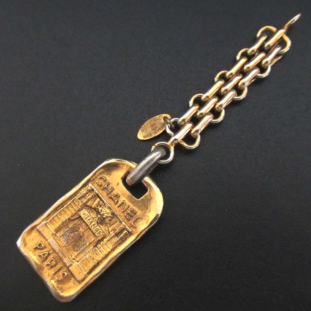 ジャンク品 CHANEL シャネル ヴィンテージ プレート キーホルダー GP ゴールド レディース 古着