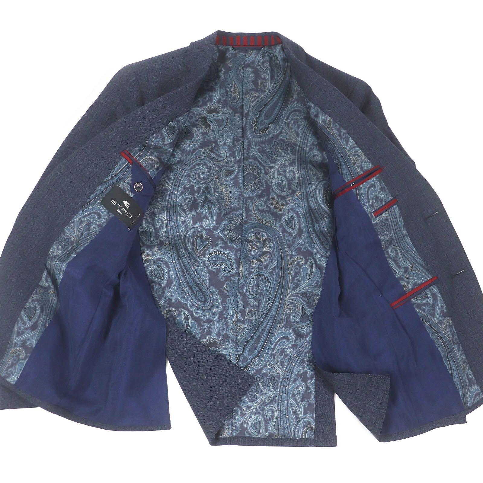 極美品□ETRO エトロ ウール ストライプ 裏ペイズリー柄 シングル 