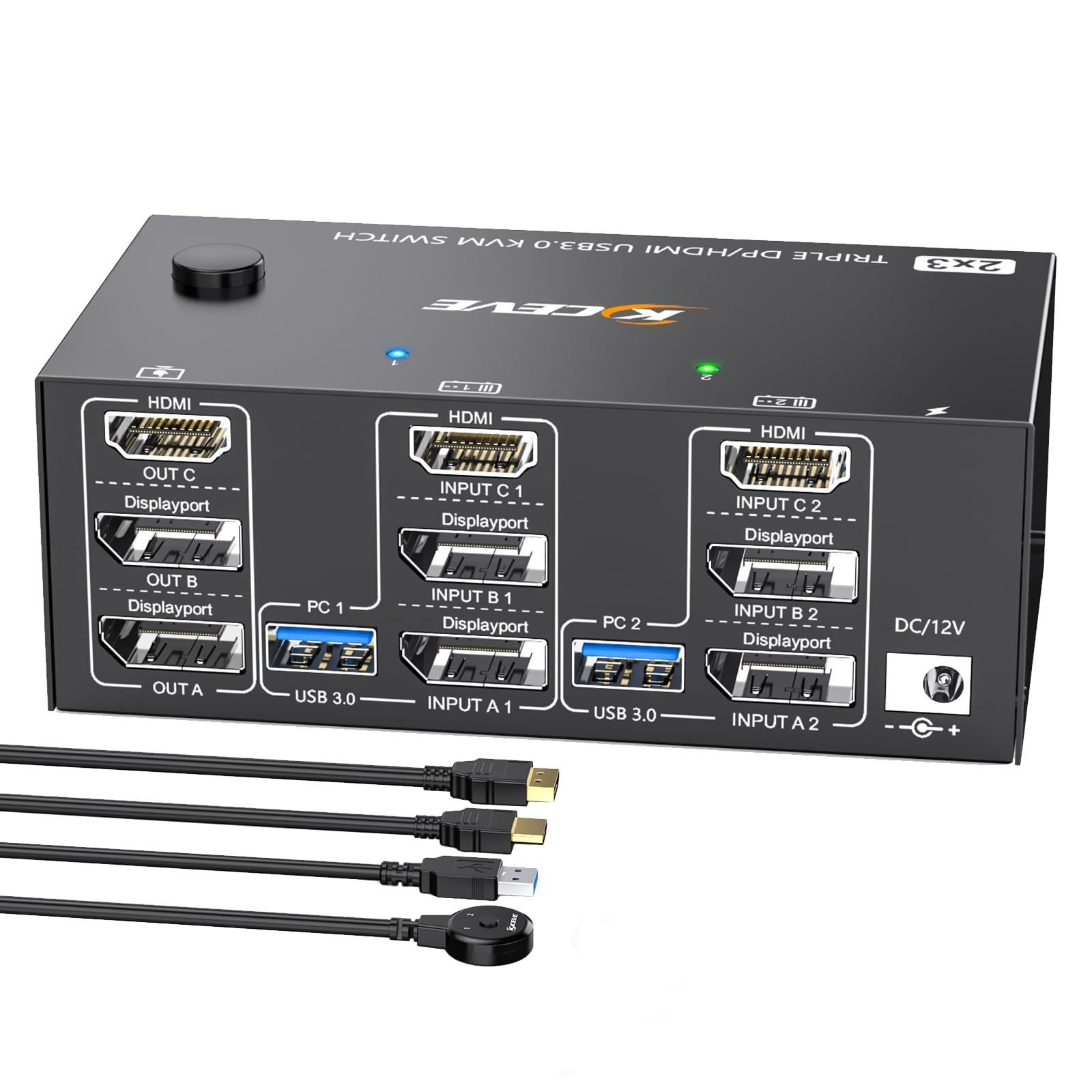 新着商品 3 スイッチ 台のモニター KVM 2 2 台のコンピューター 8K 60Hz 4K 144Hz 4 KVM つの USB USB 3.0 3.0 ポート付き KVM HDMI トリプル トリプル モニター キーボード モニター マウス スイッ