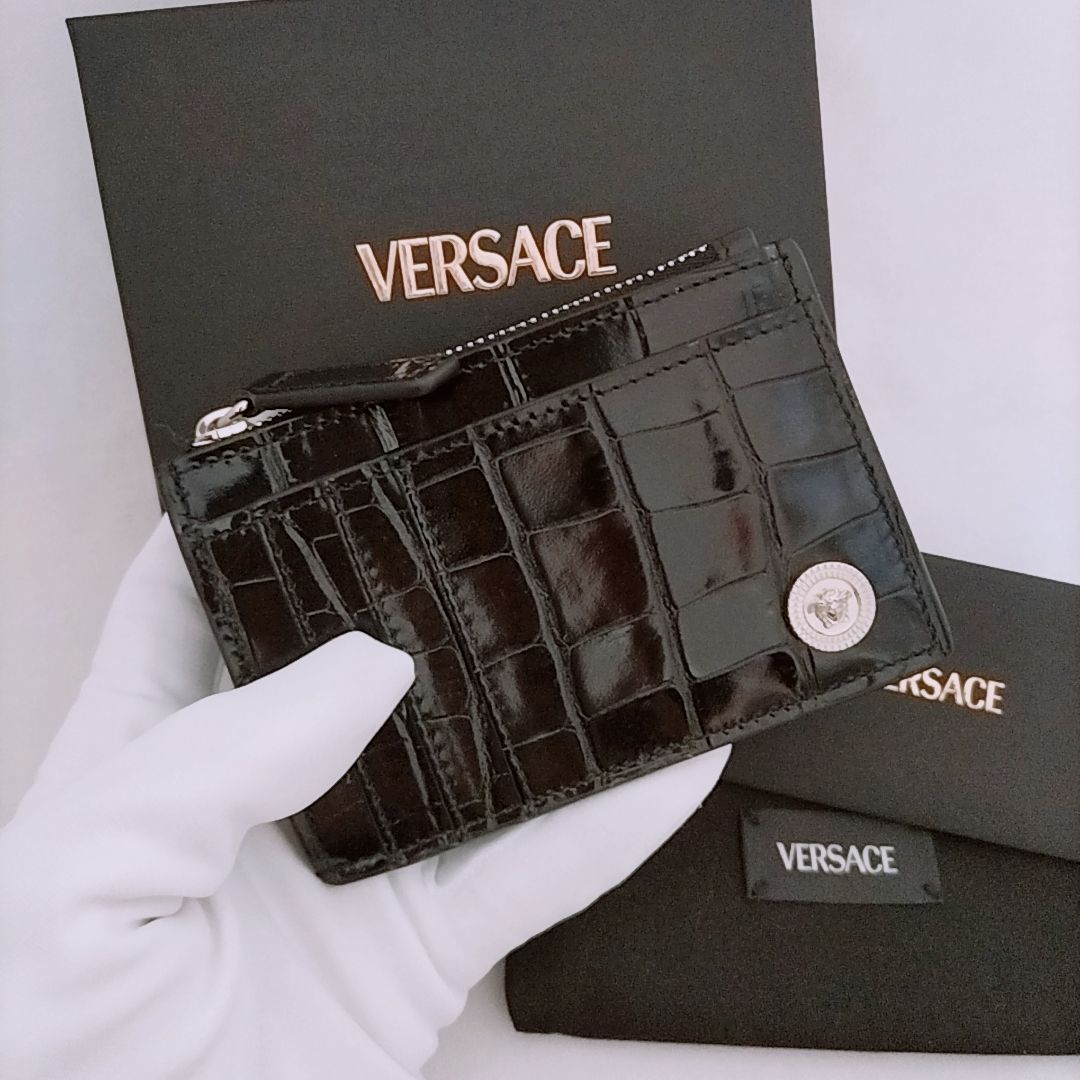 正規品】VERSACE クロコ型押し メドゥーサ ビギー カード ホルダー  