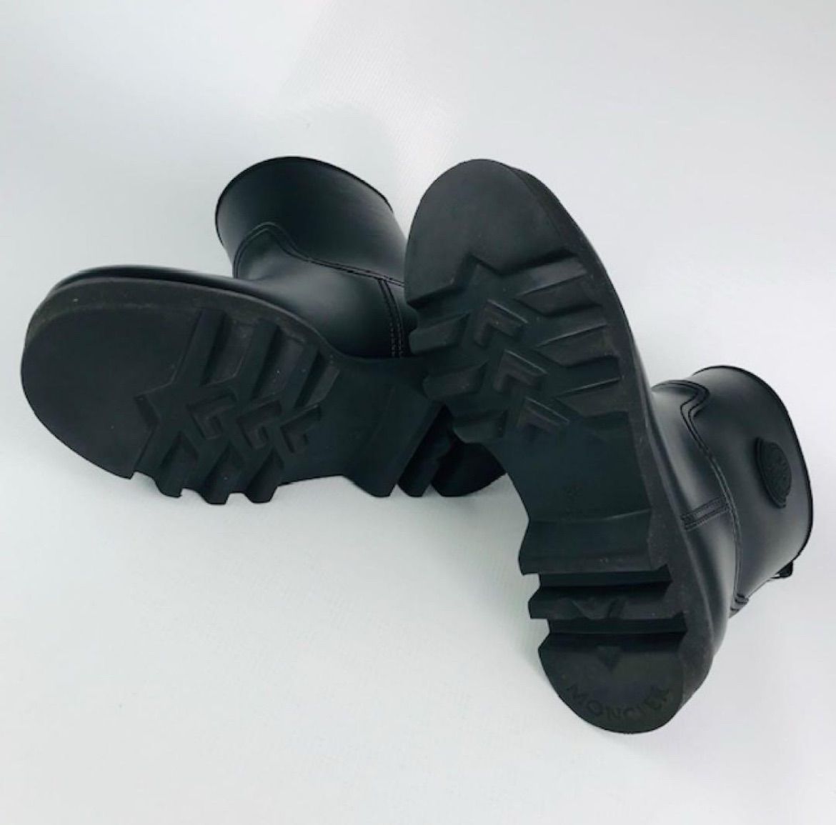  MONCLER モンクレール レディース ラバーアイコンワッペン付き ブランドロゴ グログランパイピング レインショートブーツ 38 イタリア製 ブラック 長靴 ブランド レディース靴 長靴 レインブーツ 長靴 レインシューズ