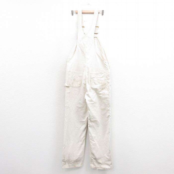 W 36 古着 カーハート オーバーオール メンズ ダブルニー エプロンポケット付き コットン 白 ホワイト spe 25 sep 20 ボトムス