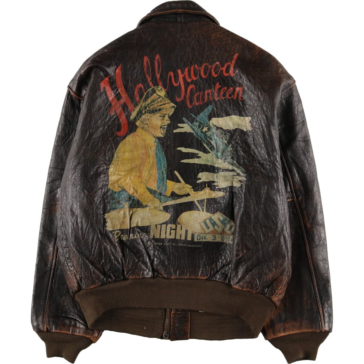 古着 ~90年代 アヴィレックス AVIREX A-2 バックペイント入り レザー