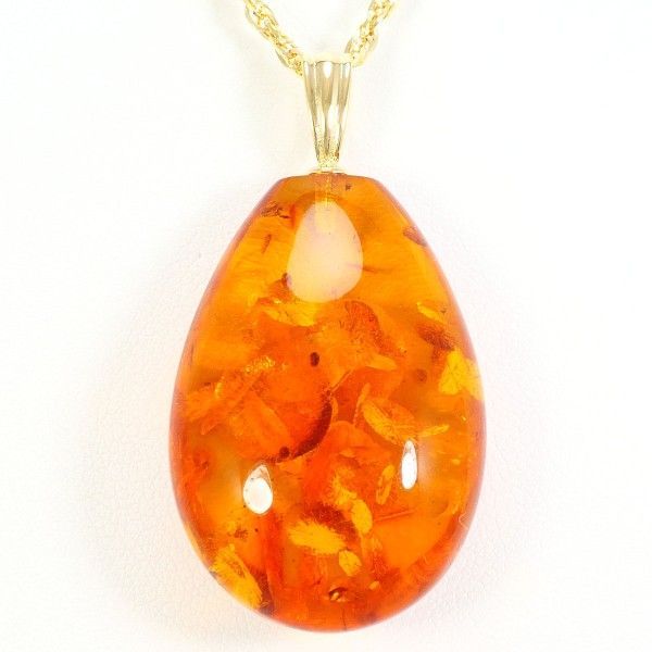 K18YG ネックレス necklace コハク 総重量約10.9g 約45cm