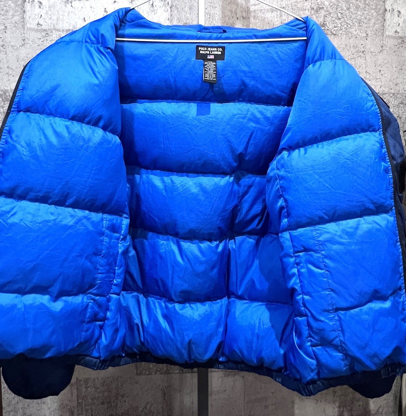 し*た様 POLO JEANS CO. (ポロジーンズ) ダウンジャケット 90s POLOJEANS ラルフローレン ダウンジャケット 星条旗 青 L