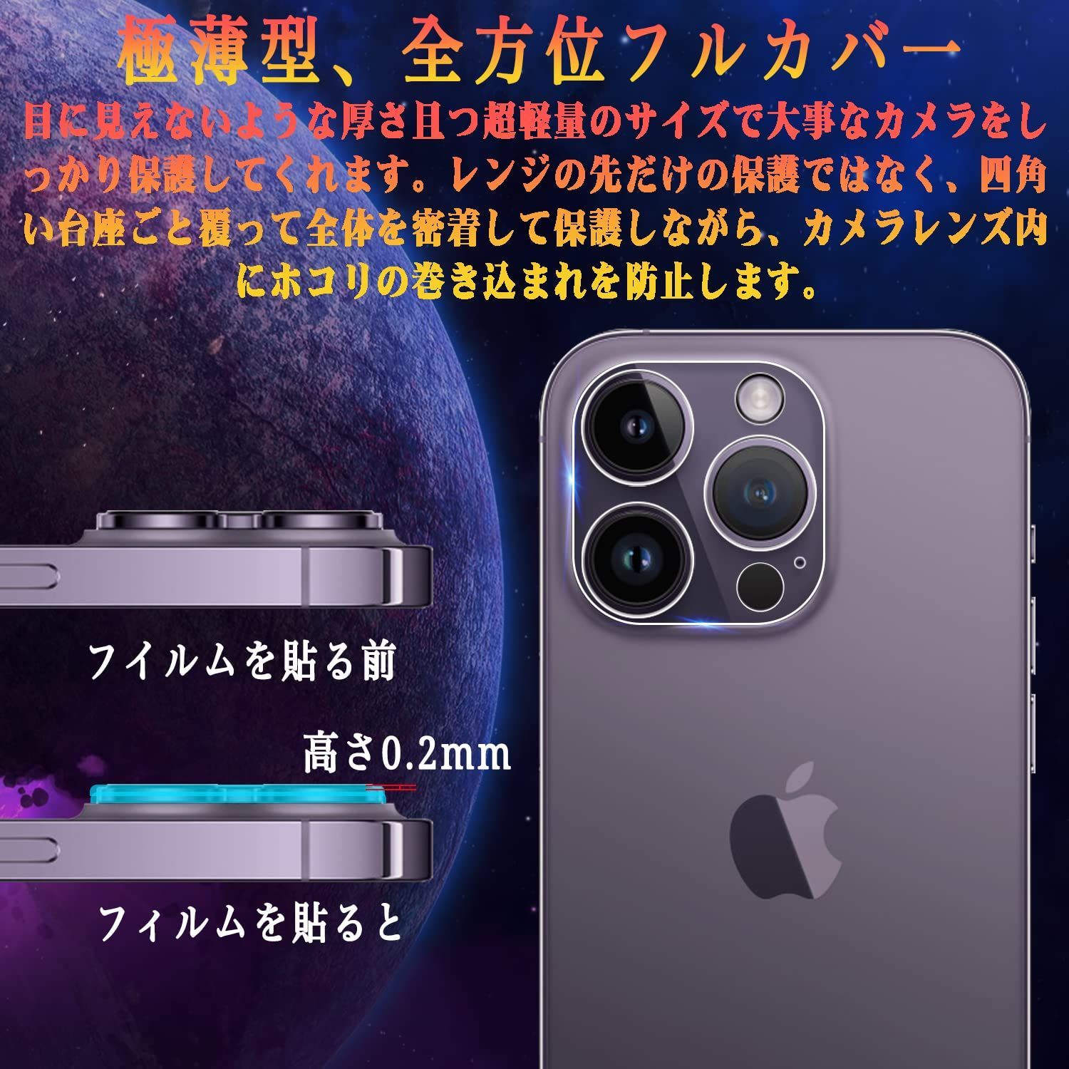 新着商品】【2枚入り】iPhone14 Pro/iPhone14 Pro Max カメラフィルム