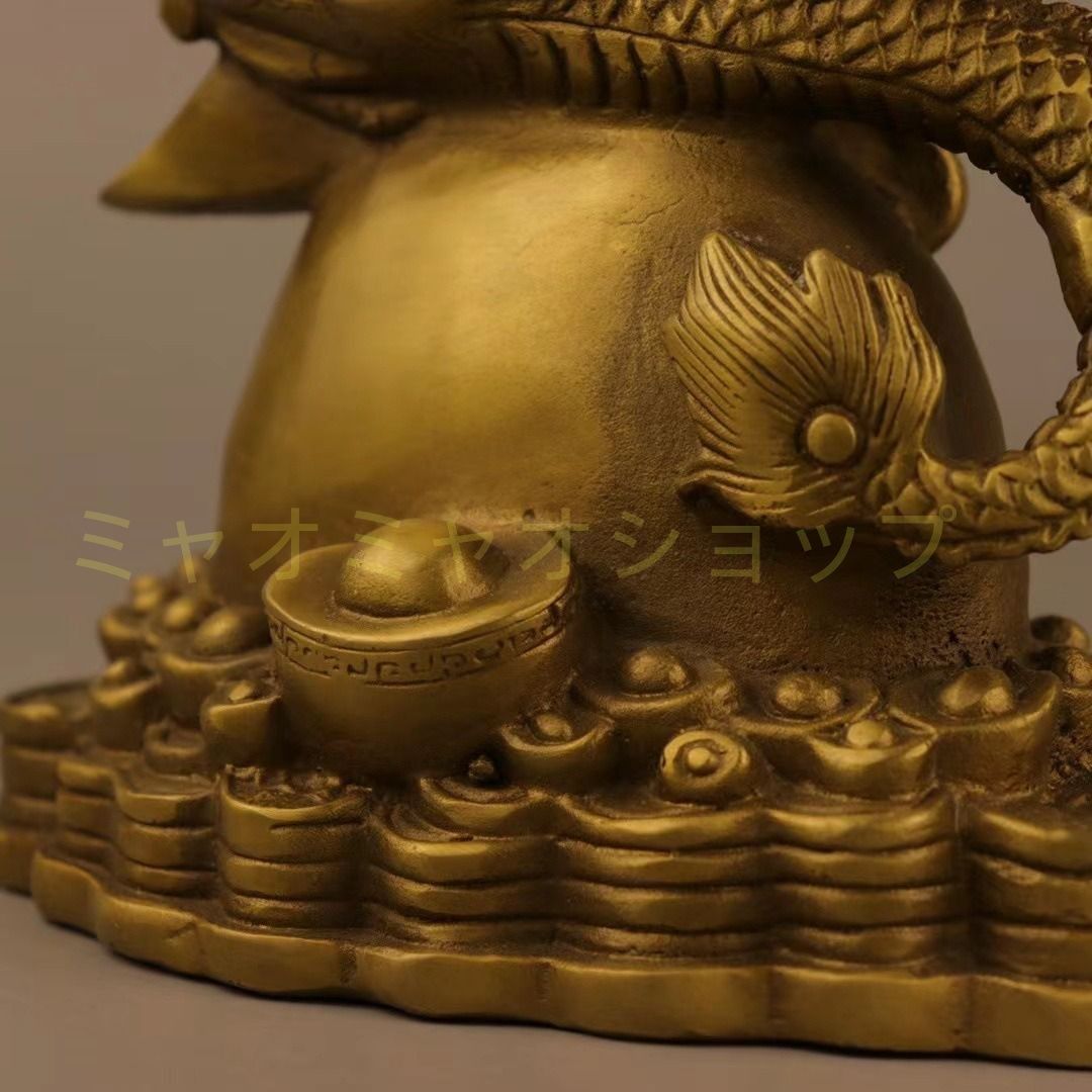龍 ドラゴン 竜 元宝 置物 オブジェ 金 ゴールド 黄金 風水 プレゼント 開業祝い 繁栄 銅製 感 運 開運 商売繁盛 豪華 金運 招財 厄除け 縁起物 インテリア NEXPOTALLINN_EU