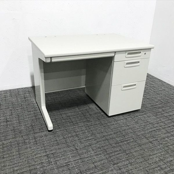 片袖デスク 3段袖 LA オフィスデスク W1000 プラス エルグレー