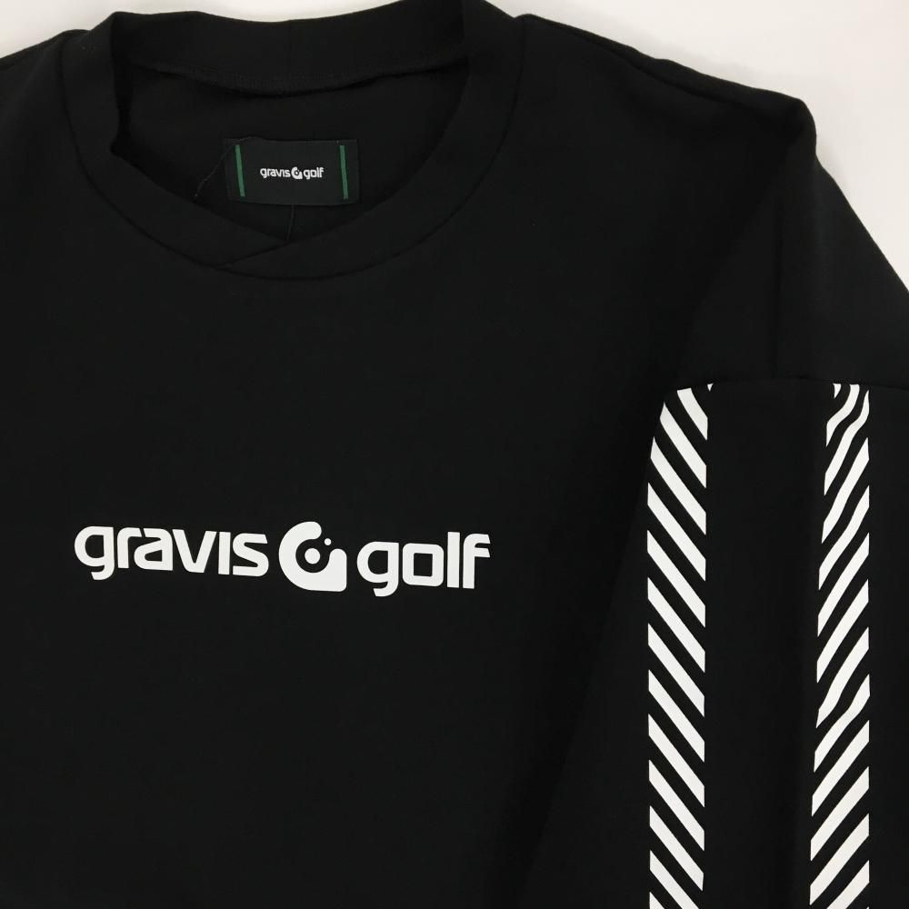 新品】グラビスゴルフ トレーナー カーキ×黒 袖ライン ロゴプリント