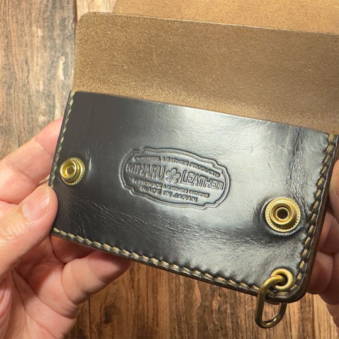 ブラック茶芯｜ ショートトラッカーウォレット｜カードケース付き