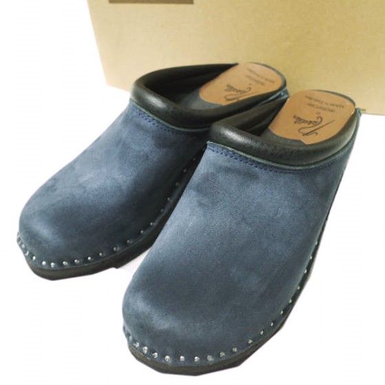 troentorp x Needles トロエントープ ニードルス 別注 Swedish Clog Plain Toe | Nubuck スウェディッシュクロッグ ヌバック 38 24-24.5cm NAVY サボ サンダル シューズ g22188