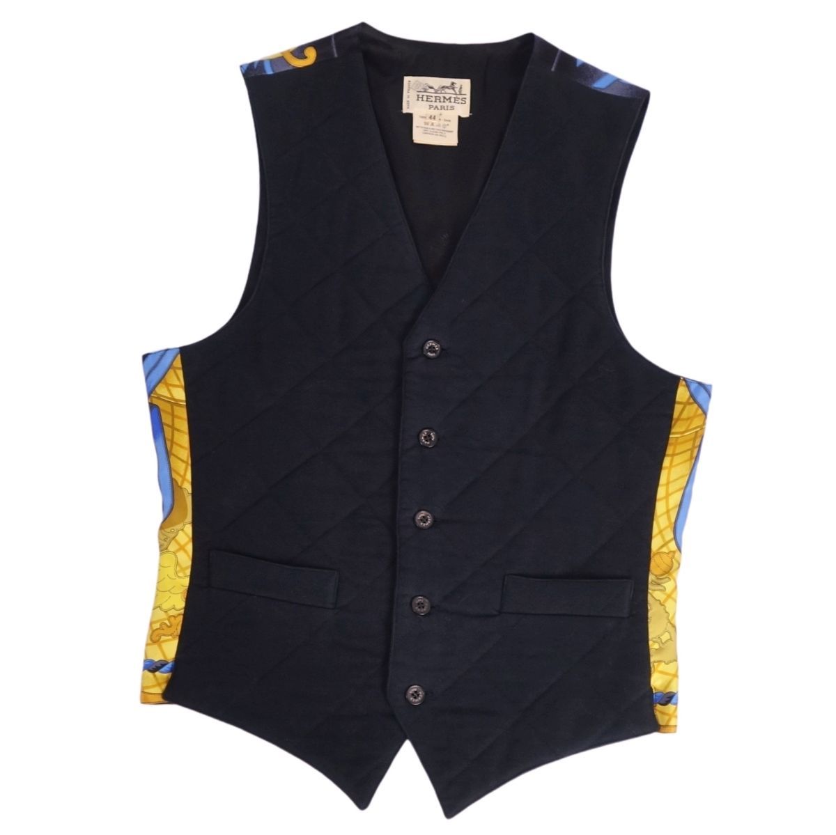 美品 Vintage エルメス HERMES ベスト ジレ シルク切り替え 総柄 