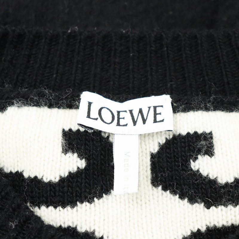 ロエベ LOEWE 22AW アナグラム インターシャ ウール カーディガン S 黒 ブラック S359Y16K23 /AN50 レディース LOEWE ロエベ 22AW アナグラム インターシャ ウール