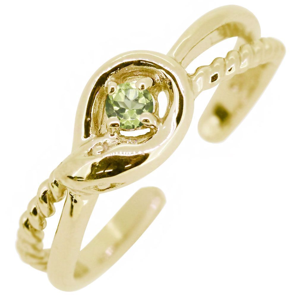 イヤーカフ レディース 18金 18k イヤリング ペリドット 誕生石 8月 蛇 へび イヤカフ 片耳【受注生産の為8～10営業日程度で発送】