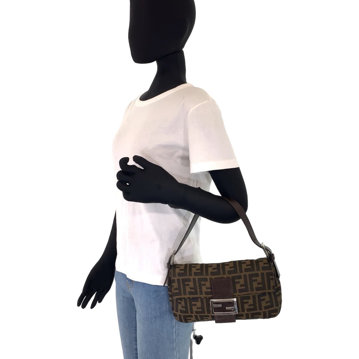 【美品】フェンディ マンマバケット ズッカ アクセサリーポーチ キャンバス 美品 FENDI フェンディ ズッカ マンマバケット ブラウン 茶