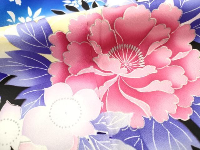 平和屋着物□豪華振袖 草花文 暈し染め 銀彩 正絹 逸品 AAAV8817ma