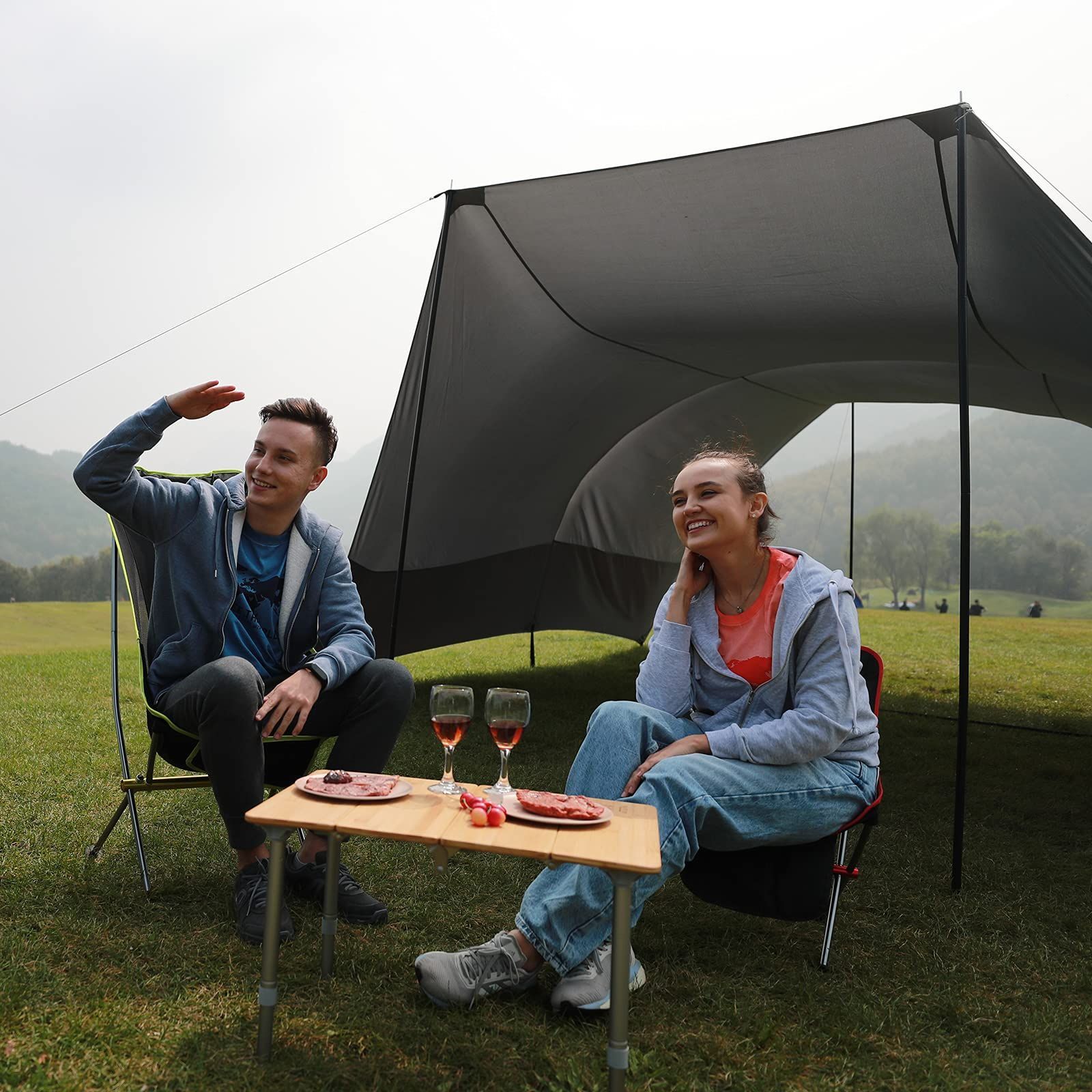 ATEPAアウトドア テーブル 折りたたみ 竹製 キャンプ テーブル 机