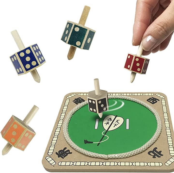 Lamplanning なつかし玩具入門セット サイコロ 土俵 こま 相撲 木製