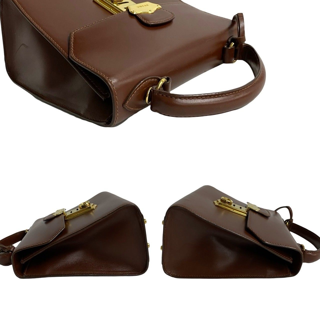 極 美品 希少品 鍵付き PRADA プラダ ロゴ 金具 レザー 本革 2way 