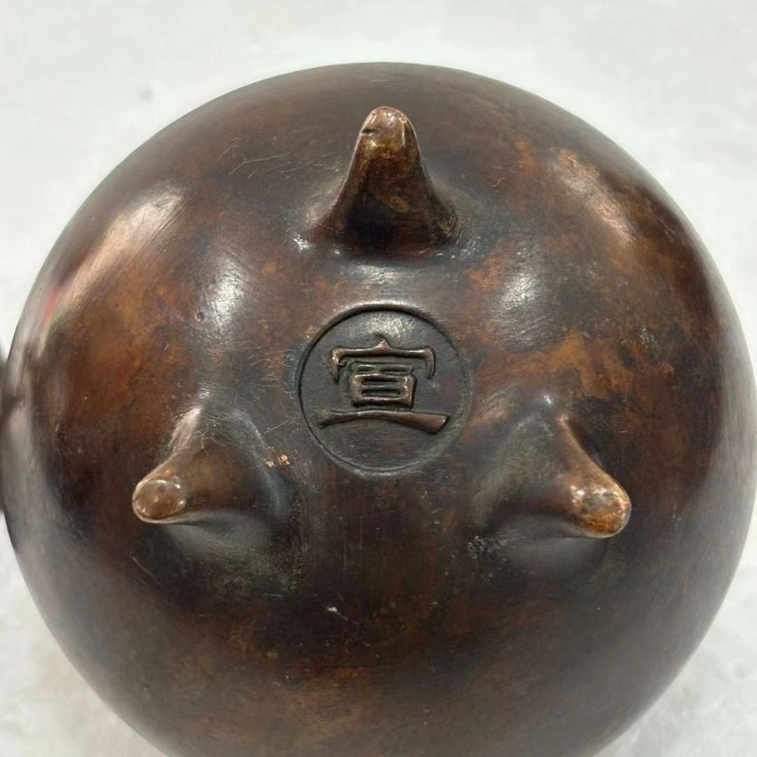 銅製 三足鳳蓋缶 茶道具 香道具 装飾品 工芸品 置物 - メルカリ