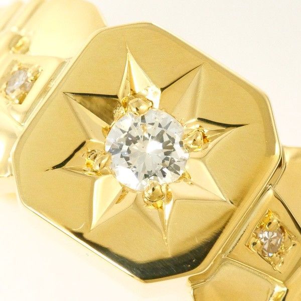 K18YG リング ring 指輪 15号 ダイヤ 0.14 カード鑑別書 総重量約5.7g