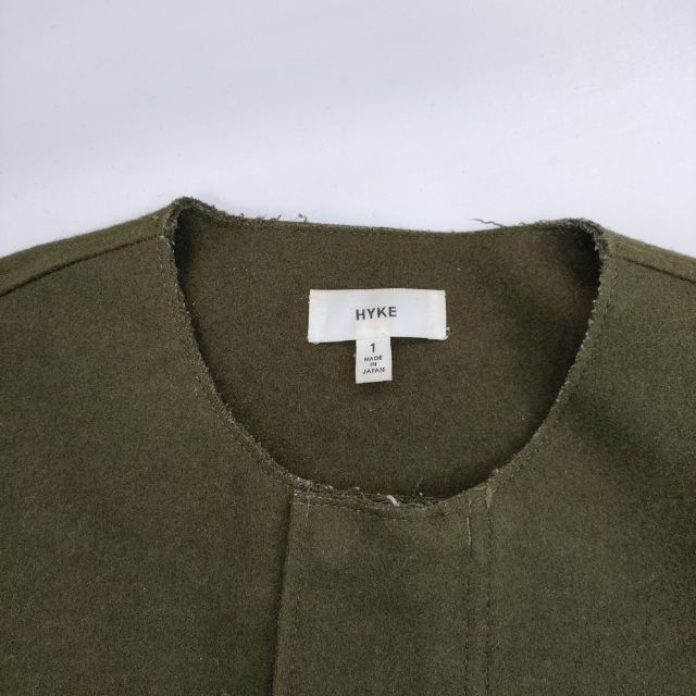 HYKE メルトンジャケット ノーカラー 142-17030 羊毛 ブルゾン