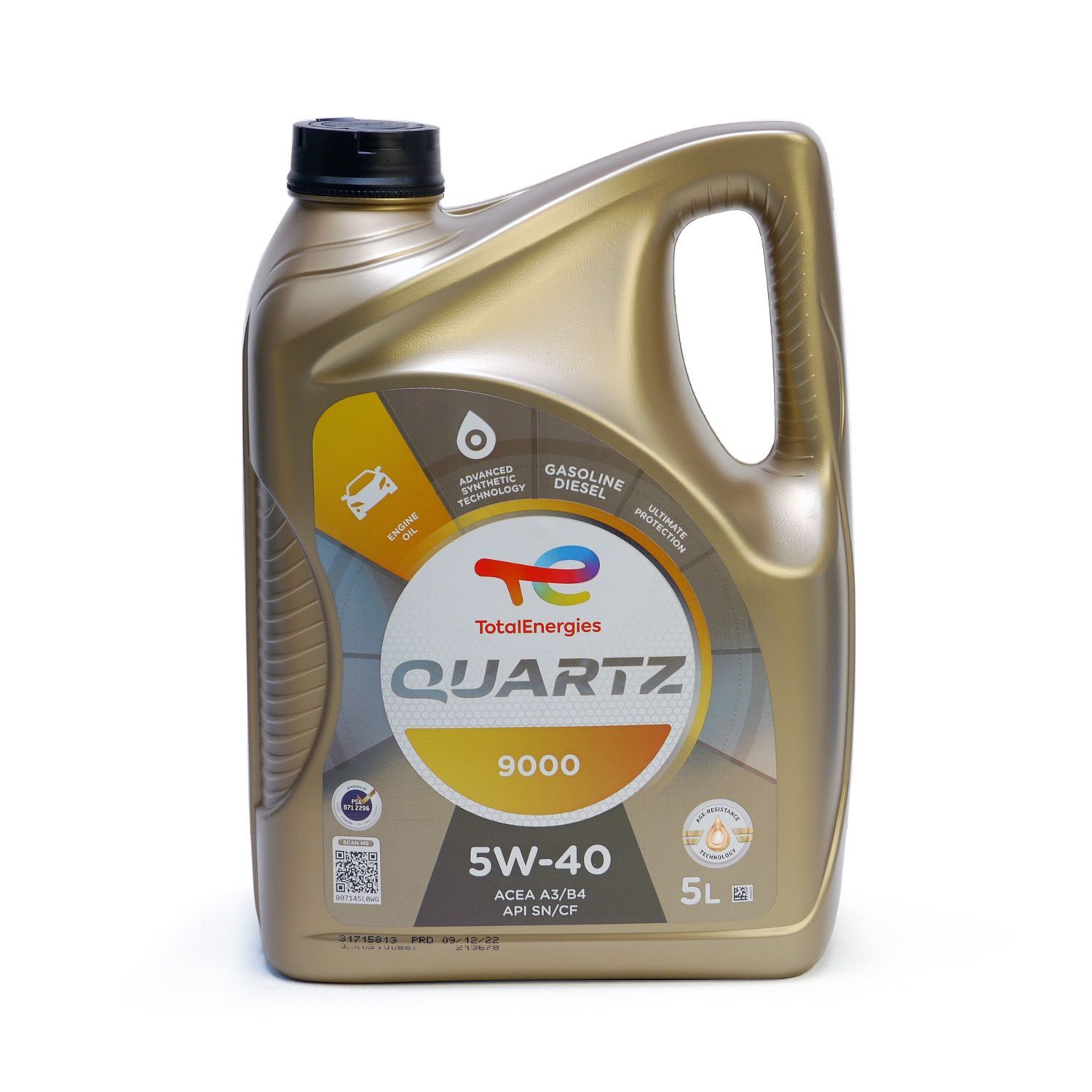 トタル TOTAL オイル QUARTZ 9000 5W-40 5L BMW メルセデス ポルシェ フォルクスワーゲン API CF SN
