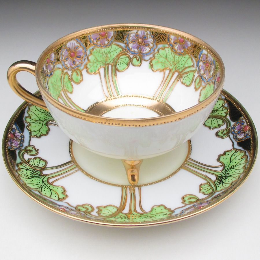 オールドノリタケ 金彩ジュール花文 カップ＆ソーサー (b