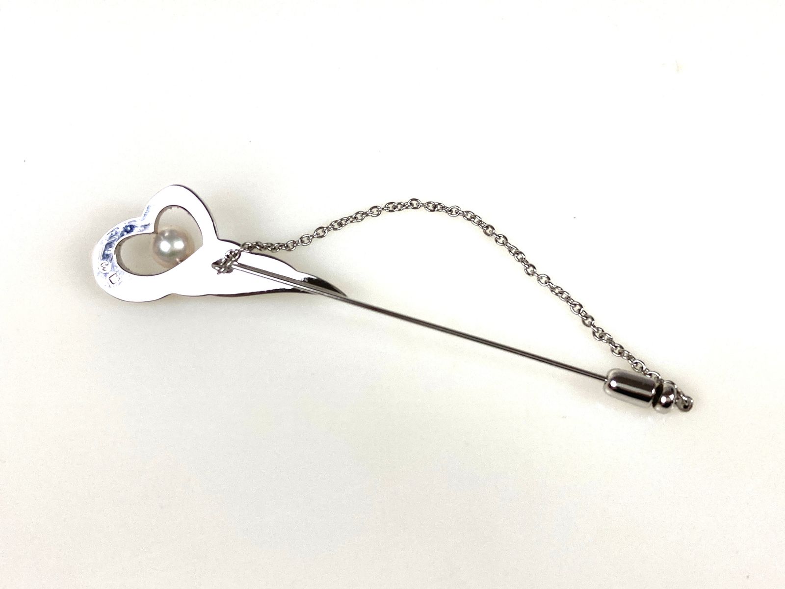 タサキ TASAKI 田崎真珠 アコヤパール 6.5㎜玉 ハート ピンブローチ