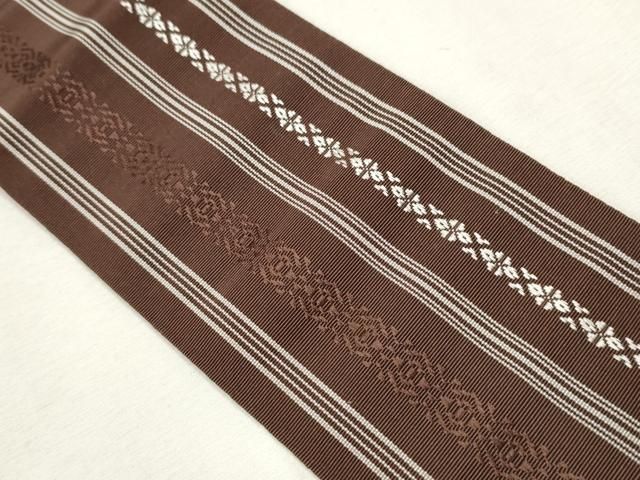 平和屋着物○男性 本場筑前博多織 両面 角帯 間道 献上柄 正絹 逸品