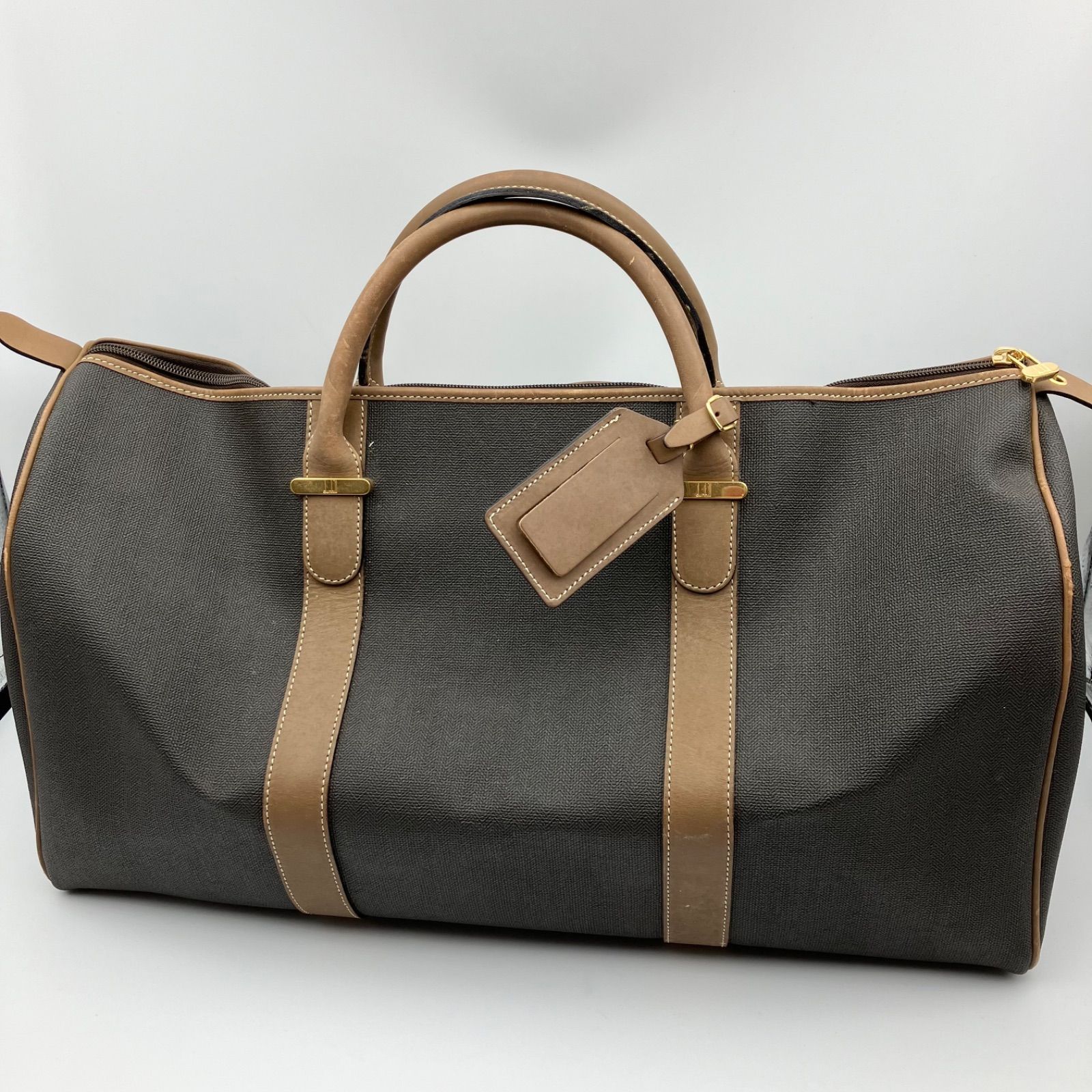 dunhill ダンヒル ボストンバッグ トラベルバッグ 旅行 メンズ チャコールグレー ブラウン PVC ヘリンボーン BAG カバン 鞄 SG126-13