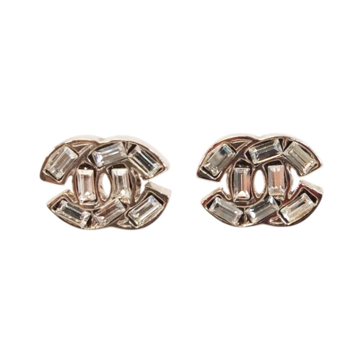 CHANEL シャネル ラインストーン ピアス ココマーク シルバー 管理番号 10265