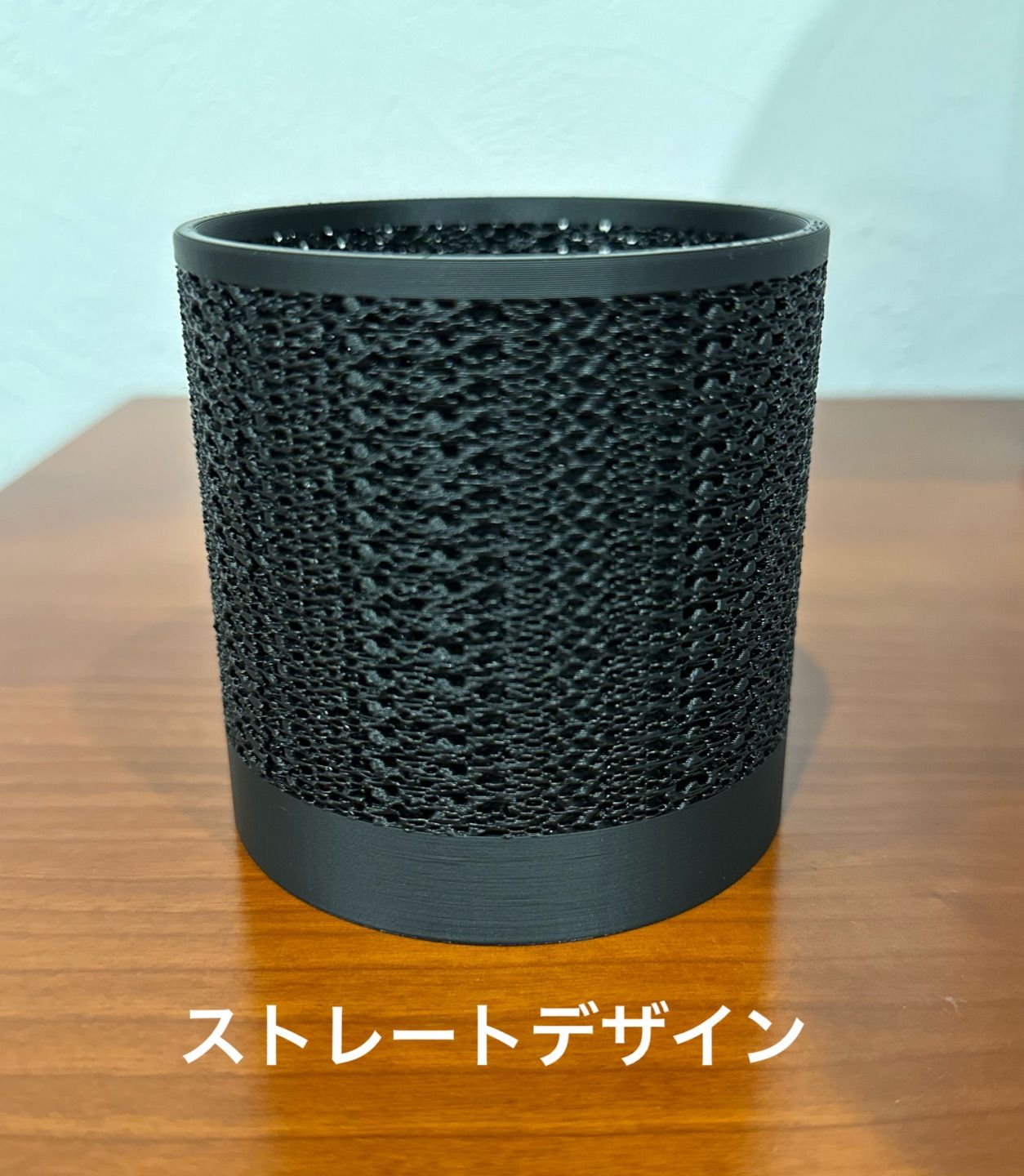 3Dプリンター鉢　PI-2V002LL黒　鉢皿付き 3Dプリンター鉢 3個セット 黒 3号ジャイロイド メッシュ デザイン