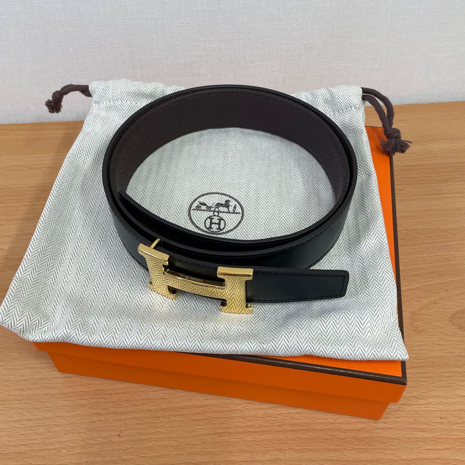 □HERMES エルメス コンスタンス Hベルト リバーシブル ブラック