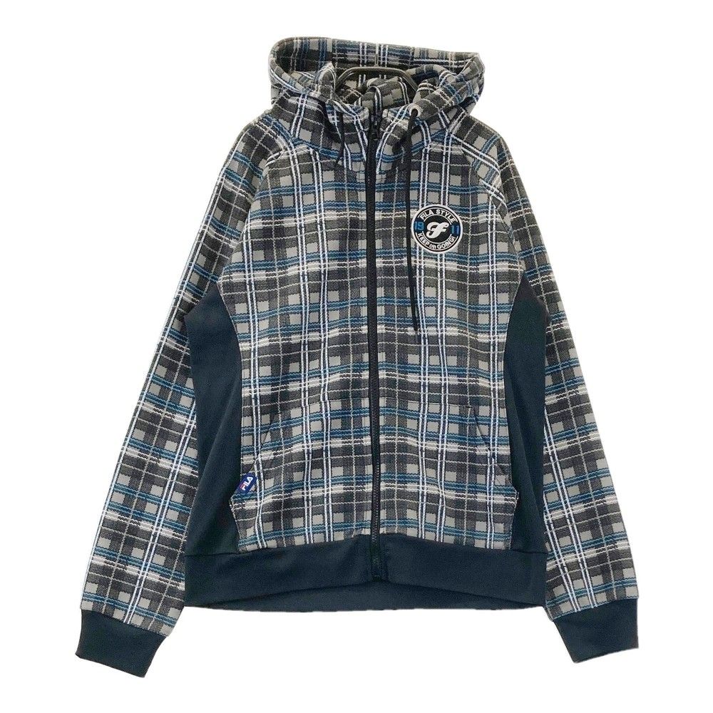 サイズ：L FILA GOLF フィラゴルフ  長袖ジャケット ジップパーカー チェック柄 グレー系 [240101421220] ゴルフウェア レディース ストスト サイズ：L FILA GOLF フィラゴルフ 長袖ジャケット ジップ