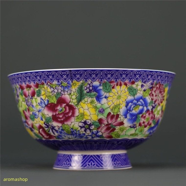 超美品! お椀 琺瑯彩 茶碗 花柄 浮き彫り 景徳鎮 磁器 置物 観賞