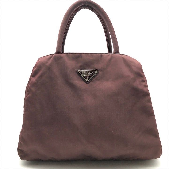良品 PRADA プラダ 三角ロゴ プレート ナイロン テスート ハンド 