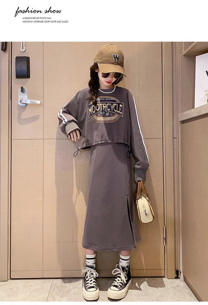 子供服 セットアップ 女の子 キッズ 上下セットジュニア服 子供服 女の子 ワンピース プルオーバー ロングスカート 長袖 秋服 マラソン セットアップYRDA3205