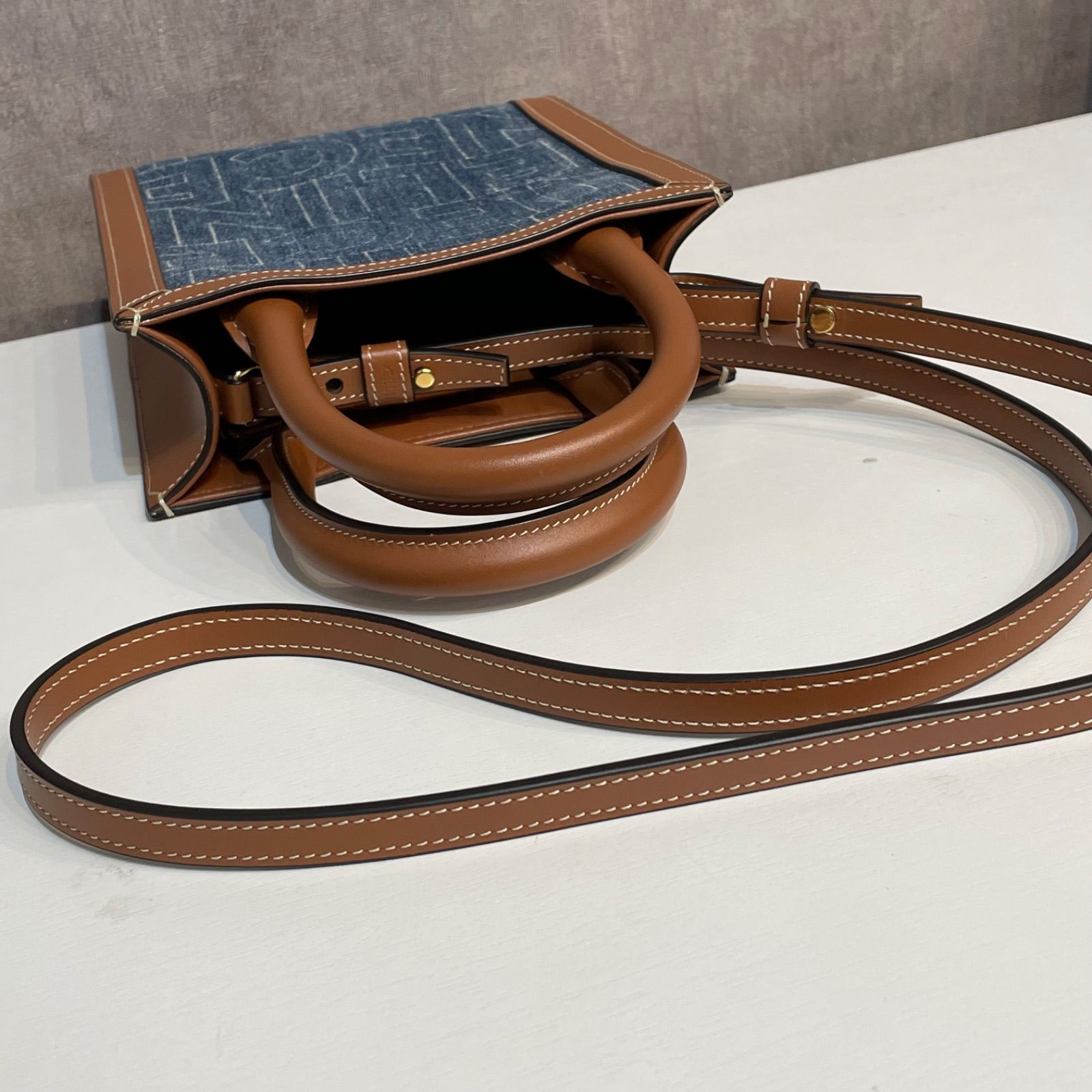 CELINE ミニバーティカル カバ/全面CELINEプリント入り デニム