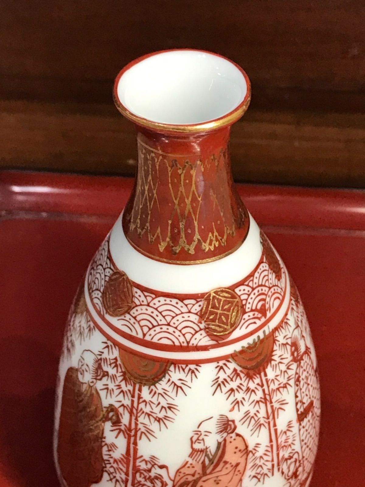 九谷 赤絵の徳利 赤絵金彩(金襴手)竹林賢人文徳利 - メルカリ