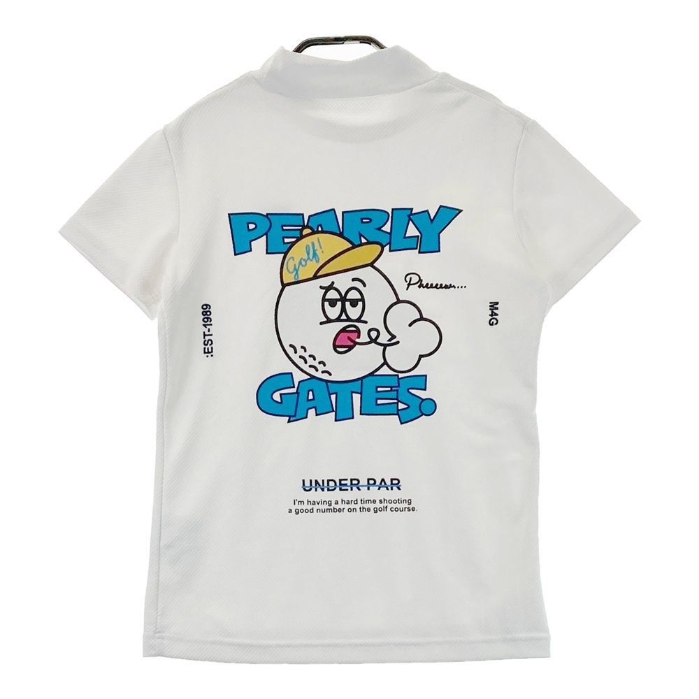 サイズ：0 PEARLY GATES パーリーゲイツ  ハイネック 半袖Tシャツ バックプリント  ホワイト系 [240101542250] ゴルフウェア レディース ストスト サイズ：0 PEARLY GATES パーリーゲイツ ハイネック 半袖Tシャツ